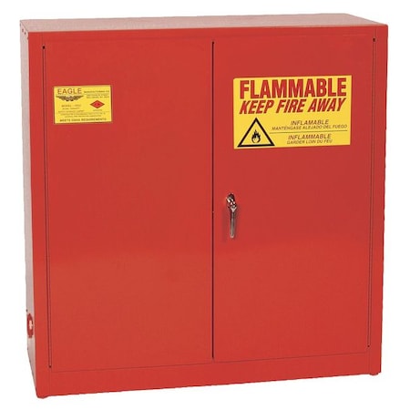 Eagle Mfg Hazardous Material Storage Cabinet, 30 gal, 1 Shelves, Steel, 43 in W x 44 in H x 18 in D, Red 1932XRED