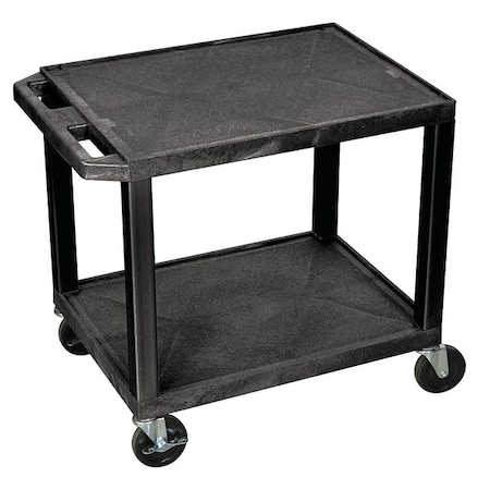 ZORO SELECT Utility Cart with Lipped Plastic Shelves, Thermoplastic Resin, Flat, 2 Shelves, 200 lb WT26