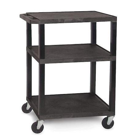 Zoro Select Utility Cart with Lipped Plastic Shelves, Thermoplastic Resin, 300 lb Load Capacity, 3 Shelves WT34