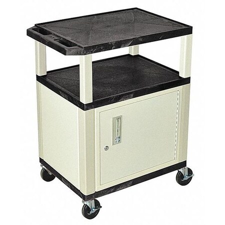 Zoro Select Mobile Utility Cabinet, Thermoplastic Resin and 20 Gauge Steel, 3 Shelves, 300 lb. WT34C3