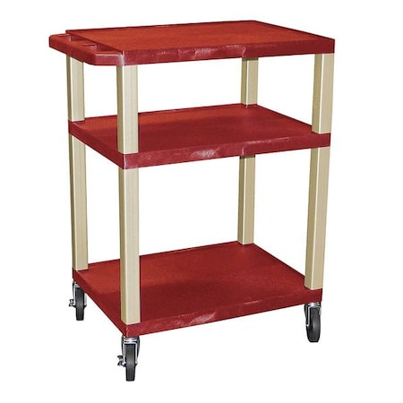 Zoro Select Utility Cart with Lipped Plastic Shelves, Thermoplastic Resin, 300 lb Load Capacity, 3 Shelves WT34RE