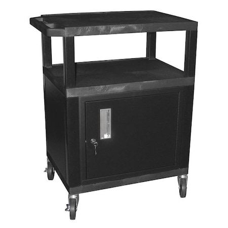 Zoro Select Audio-Visual Cart, 200 lb., Black, 18 In. L WT34C2E