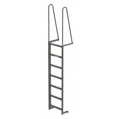 Zoro Select 10 ft Overall H, Fixed Ladder, Steel, 7 Steps, Forward Exit, Enamel Finish, 300 lb Load Capacity MDT07