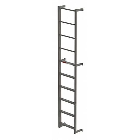 Zoro Select 10 ft Overall H, Fixed Ladder, Steel, 6 Steps, Side Step Exit, Enamel Finish, 300 lb Load Capacity MDS06
