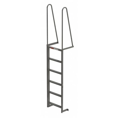 Zoro Select 9 ft Overall H, Fixed Ladder, Steel, 6 Steps, Forward Exit, Enamel Finish, 300 lb Load Capacity MDT06