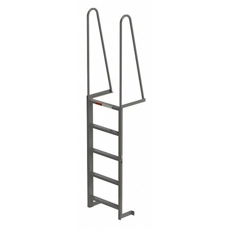 Zoro Select 5 ft Overall H, Fixed Ladder, Steel, 5 Steps, Forward Exit, Enamel Finish, 300 lb Load Capacity MDT05