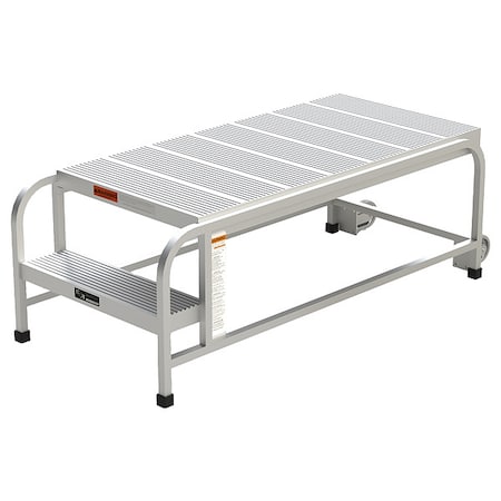 Zoro Select Aluminum Mobile Work Platform, 2 Steps, No Handrails, 48"D Platform, Solid Ribbed Tread A003