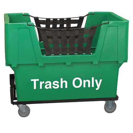 Zoro Select Material Handling Cart, Green, Trash Only N1017261-GREEN-TRASH