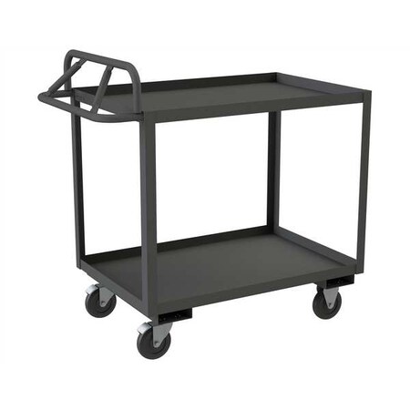 Zoro Select Utility Cart with Lipped Metal Shelves, Steel, 1,400 lb Load Capacity, 2 Shelves, 42 in L, 35 in H RSCE1P-2436-2-5PO-95