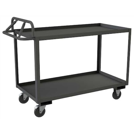 Zoro Select Utility Cart with Lipped Metal Shelves, Steel, 1,400 lb Load Capacity, 2 Shelves, 52 in L, 35 in H RSCE1P-2448-2-5PO-95