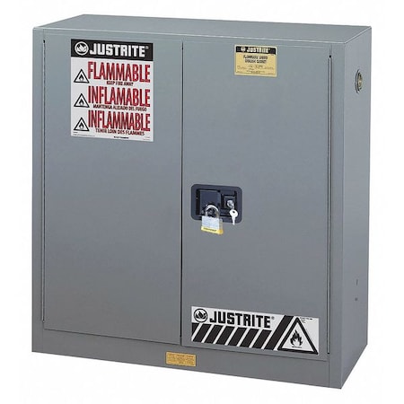 Justrite Flammable Liquid Safety Cabinet, 30 gal, 1 Shelves, Galvanized Steel, 43 in W x 44" H x 18 in D 893023