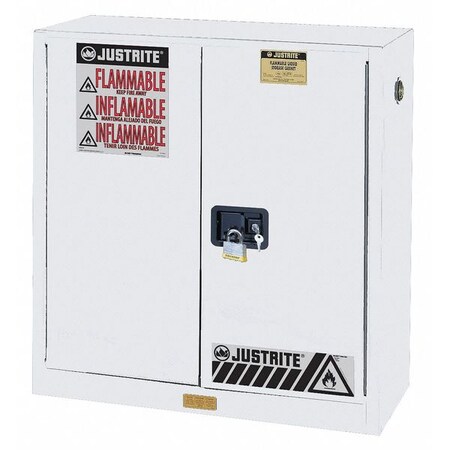 Justrite Flammable Liquid Safety Cabinet, 30 gal, 1 Shelves, Galvanized Steel, 43 in W x 44" H x 18 in D 893025