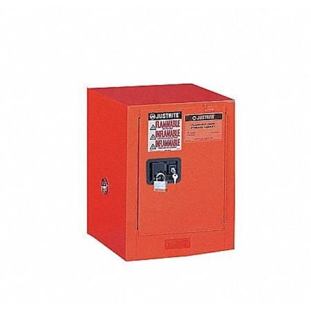 Justrite Hazardous Material Storage Cabinet, 12 gal, 1 Shelves, Steel, 23 1/4 in W x 35 in H x 18 in D, Red 891221