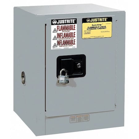 Justrite Flammables Safety Cabinet, 4 gal, 1 Shelves, Steel, 17 in W x 22 in H x 17 in D, Gray 890423