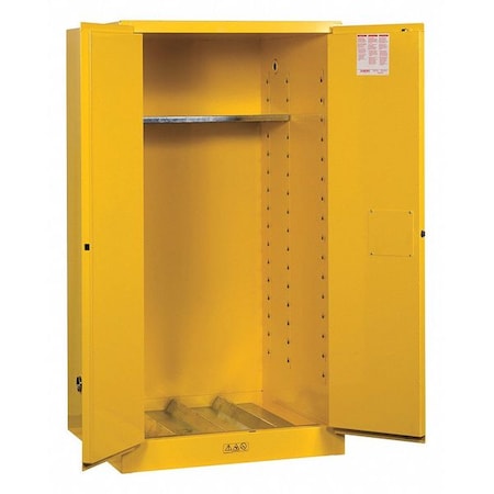 Justrite Hazardous Material Storage Cabinet, 55 gal, 1 Shelves, Steel, 34 in W x 65 in H x 34 in D, Yellow 896220