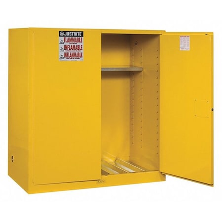Justrite Hazardous Material Storage Cabinet, 110 gal, 1 Shelves, Steel, 59 in W x 65 in H x 34 in D, Yellow 899100
