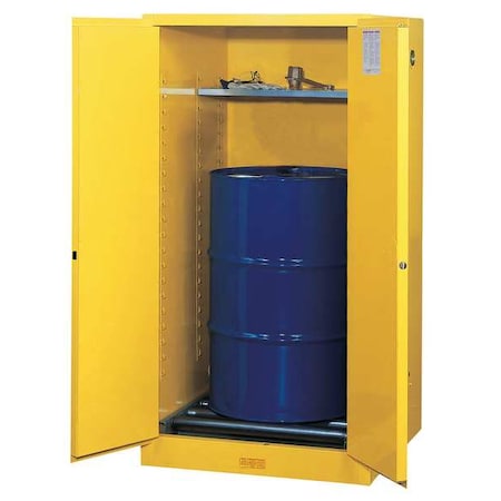 Justrite Hazardous Material Storage Cabinet, 55 gal, 1 Shelves, Steel, 34 in W x 65 in H x 34 in D, Yellow 896270