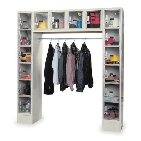 Hallowell Box Locker Unit with Coat Rod, 72 in W, 18 in D, 78 in H, (6) Tier, (6) Wide, Tan USVP1788-16APT