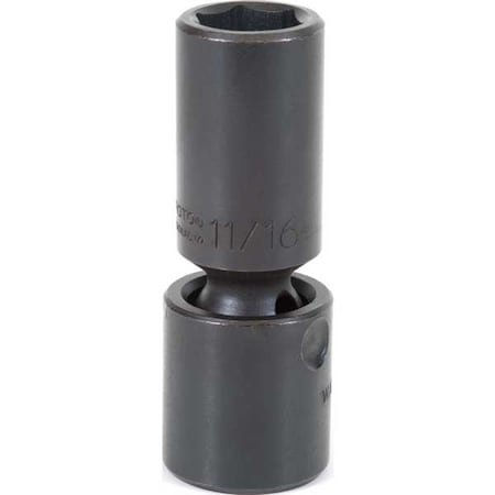 Proto 1/2 in Drive Flex Impact Socket 15/16 in Size 6 pt Deep Depth, Black Oxide J75282P