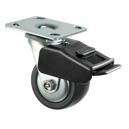 Zoro Select Swivel Plate Caster, Polyolfin, 4 in, 600 lb, Blk 4HXL1