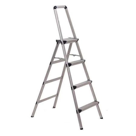 Xtend + Climb Folding Step, 4 Steps, 225 lb Load Capacity, 60 in Overall Height, Aluminum, Silver FT-4