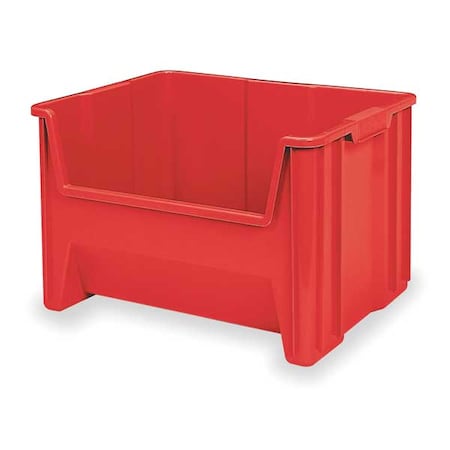 Akro-Mils Hang & Stack Storage Bin, Plastic, Red, 12 1/2 in H, 19 7/8 in W, 15 1/4 in L 13017RED