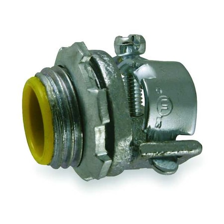 Raco Conduit Fitting Grounding Connector, 3/8 in, Threaded, Iron, Electro Zinc Plated, Gray; Yellow 3301