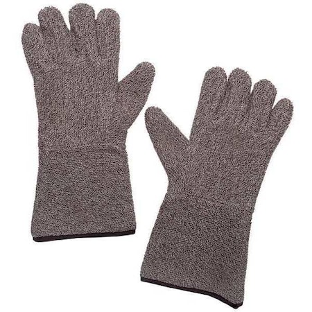 Condor Condor Heat Resistant Gloves, Terry Cloth, 450  Degrees F Max Temp., Gauntlet Cuff Brown/White 4JC91