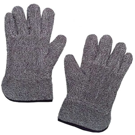 Condor Condor Heat Resistant Gloves, Terry Cloth, 450  Degrees F Max Temp., Slip-On Cuff Brown/White, 1 PR 4JC94