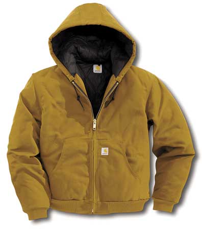 CARHARTT Men's Brown Cotton Hooded Duck Jacket size L J140-BRN LRG REG