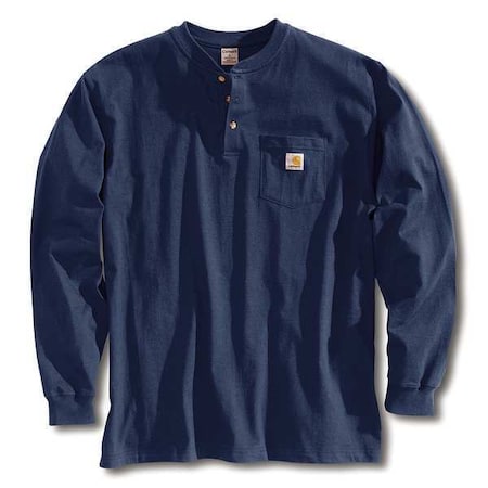 Carhartt Men's Long Sleeve Henley, Cotton, Pullover/Button, 1 Pocket(s), Navy, 2XL K128-NVY XXL TLL