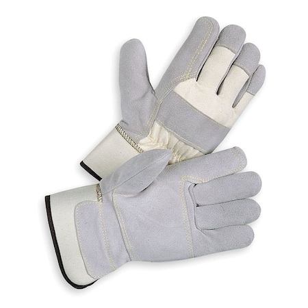 Condor Leather Gloves, Cowhide, Safety Cuff, Wing Thumb, Full Finger, Gray, L, 1 PR 4JF93