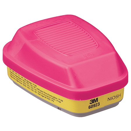 3M Combination Cartridge/Filter, Acid Gas (AG)/Organic Vapor (OV)/P100, Bayonet, Magenta/Yellow, PK2 60923