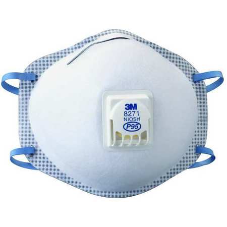 3M P95 Disposable White Particulate Respirator w/ Valve 10pk. 8271