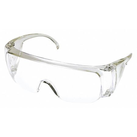 CONDOR Safety Glasses, Visitor Series, Uncoated Polycarbonate Lens, Frameless, Clear Arm, Clear Lens 4JND4
