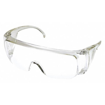 Condor Safety Glasses, Visitor Series, Uncoated Polycarbonate Lens, OTG, Frameless, Clear Frame, Clear Lens 4JND4