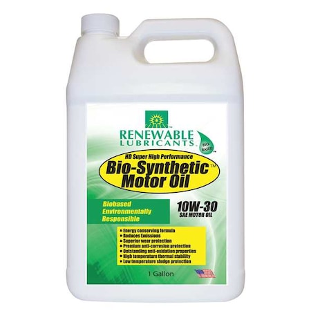 Renewable Lubricants Engine Oil, 10W-30, Bio-Synthetic, 1 Gal. 85173