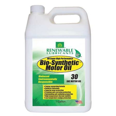 Renewable Lubricants Engine Oil, 30W, Bio-Synthetic, 1 Gal. 85243
