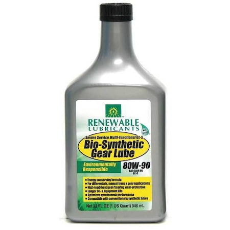 Renewable Lubricants Gear Oil, 1 qt, Bottle, Light Golden 82131