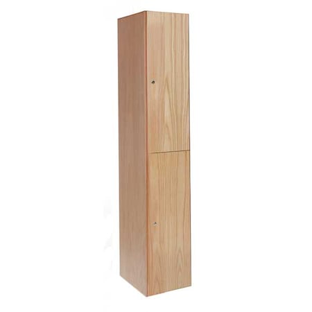 Hallowell Wardrobe Locker, 15 in W, 18 in D, 72 in H, (1) Wide, (2) Tier, Light Wood UW1582-2A-W-RO