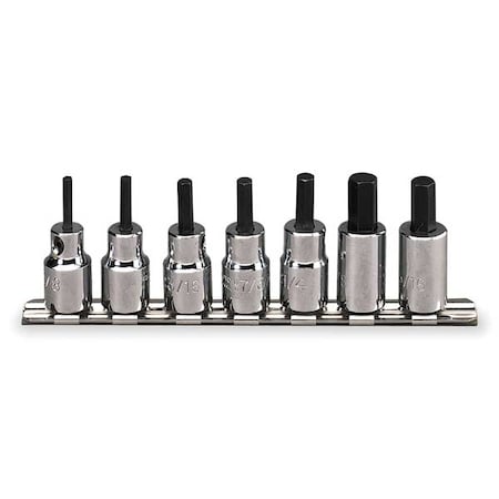 PROTO 3/8" Drive Short Hex Bit Set, SAE, 7 pcs J4990-7ST