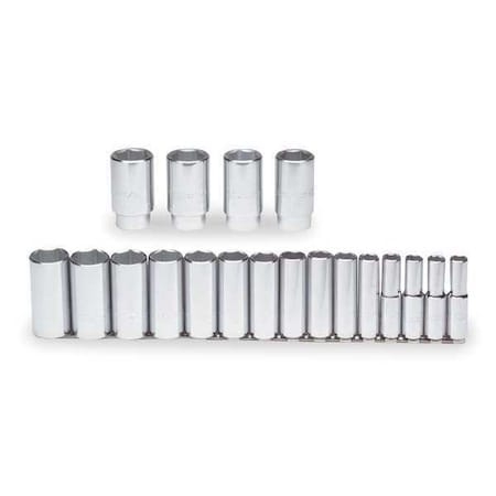 Proto 1/2" Drive Socket Set, SAE, 19pcs, Skt St, Chrm, 5/16-7/8 in, 6Pt J54101