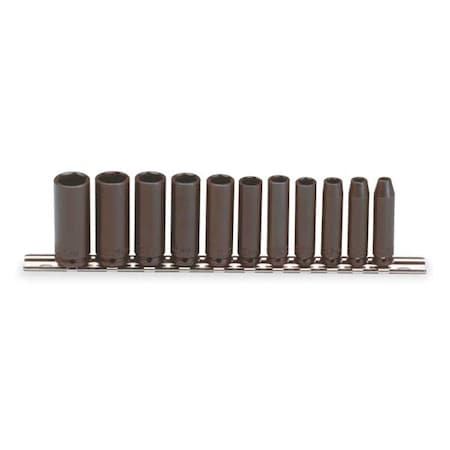 PROTO 1/4" Drive Deep Impact Socket Set, Metric, 11 pcs J69212