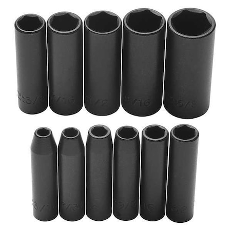 Proto 1/4" Drive Deep Impact Socket Set, SAE, 11 pcs J69116