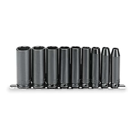 Proto 3/8" Drive Deep Impact Socket Set, SAE, 9 pcs J72112