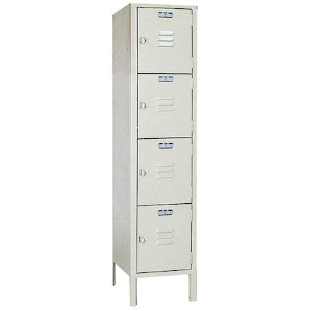 Lyon Box Locker, 12 in W, 12 in D, 54 in H, (1) Wide, (4) Tier, Putty PP5352SU