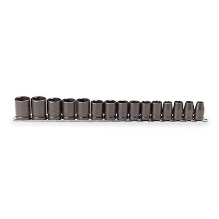 Proto 1/2" Drive Impact Socket Set,  Metric,  15 pcs J74204