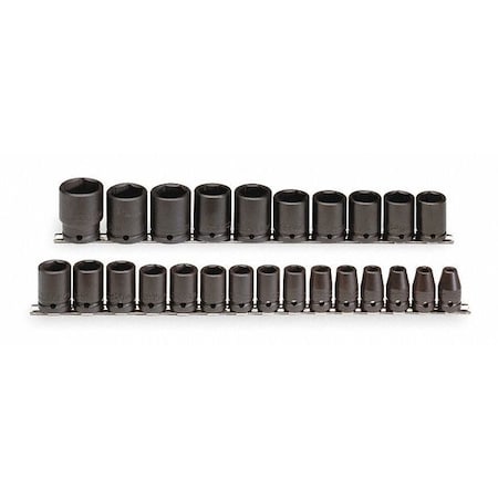 Proto 1/2" Drive Impact Socket Set, Metric, 25pcs J74206