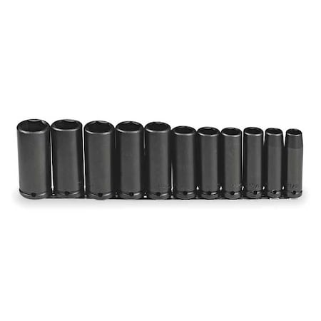 Proto 1/2" Drive Deep Impact Socket Set, SAE, 11 pcs J74112
