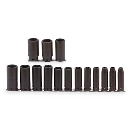 Proto 1/2" Drive Deep Impact Socket Set, SAE, 15 pcs J74114